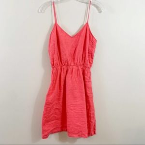 J Crew Coral Pink Linen Cami Dress